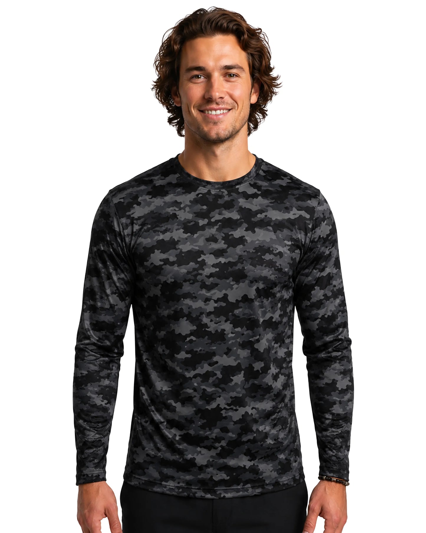 Woodland Camo Black | DiamondCool™ Performance Men's Long Sleeve T-Shirt
