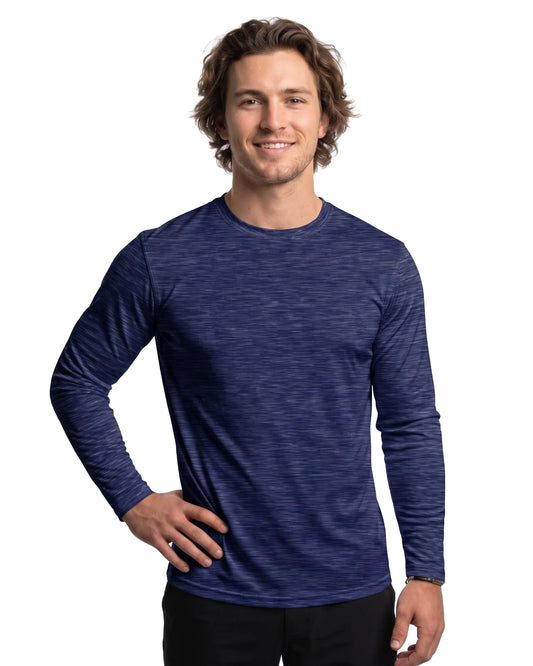 Heather Navy | DiamondCool™ Performance Men's Long Sleeve T-Shirt