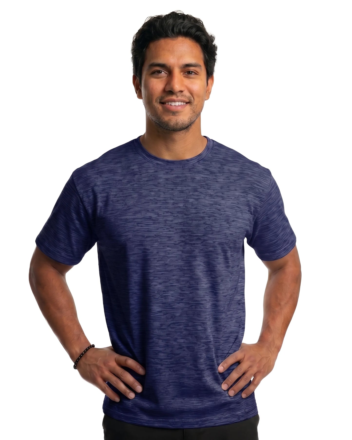 Heather Navy DiamondCool performance short sleeve T-shirt