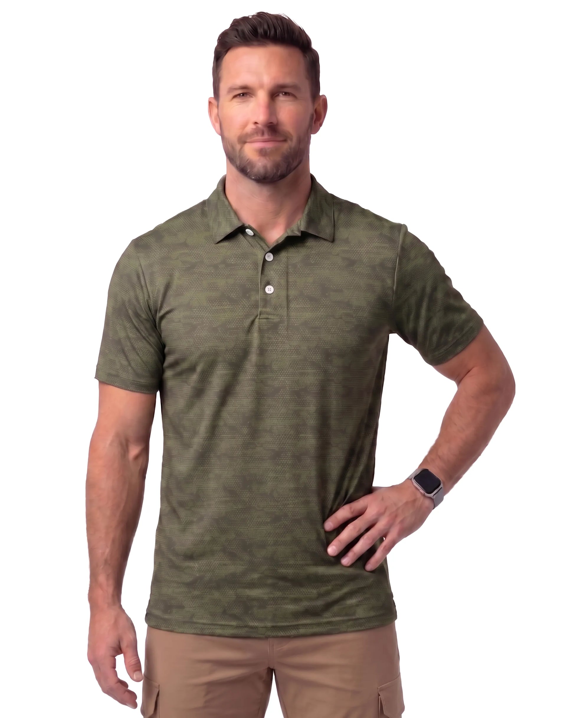 Hex Camo Olive DiamondCool men's cooling performance polo