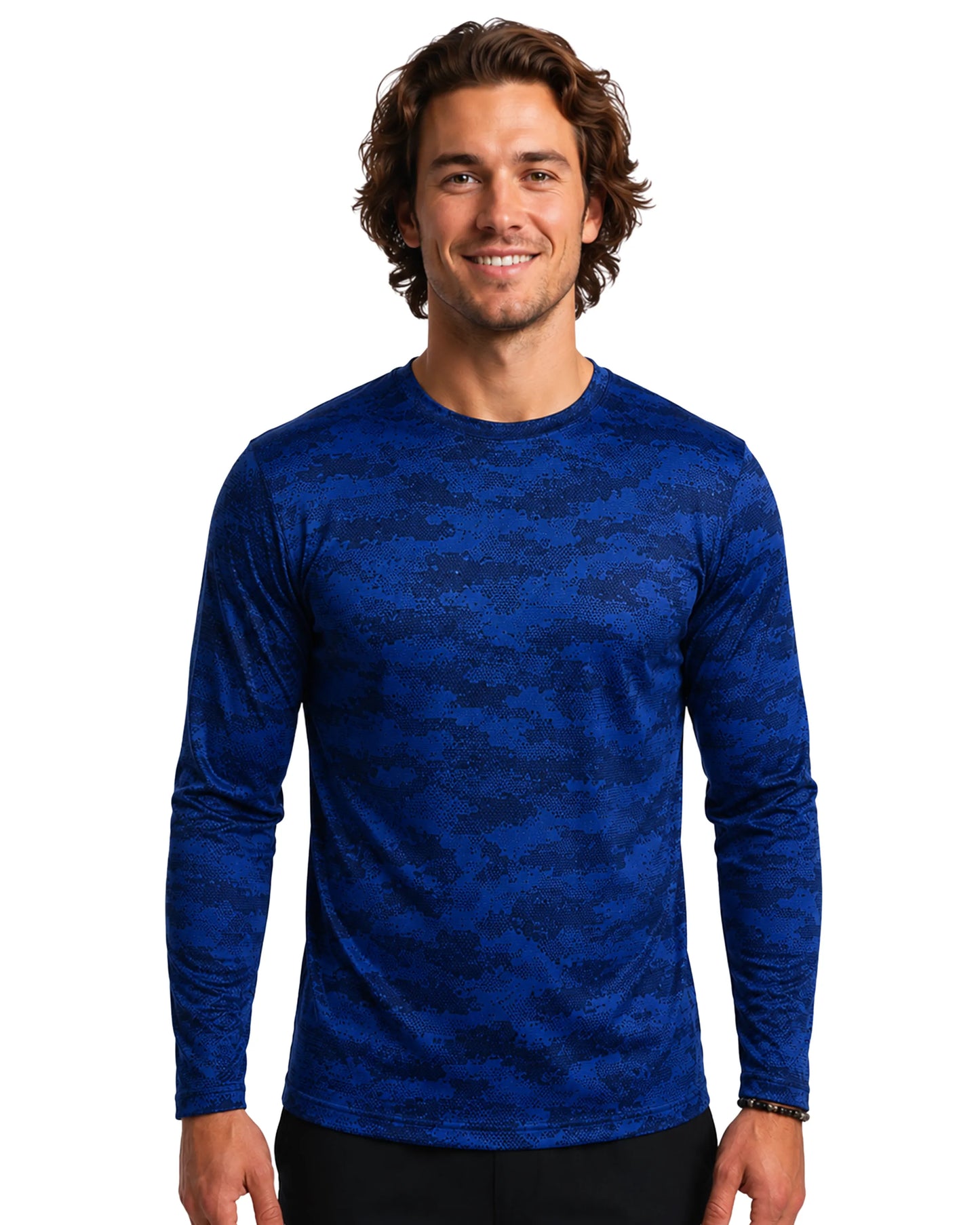 Hex Camo Royal | DiamondCool™ Performance Men's Long Sleeve T-Shirt