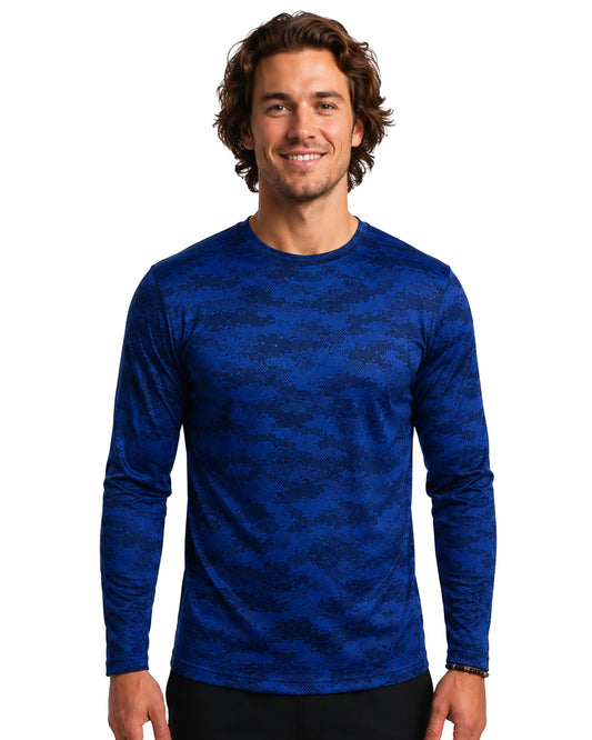 Hex Camo Royal | DiamondCool™ Performance Men's Long Sleeve T-Shirt