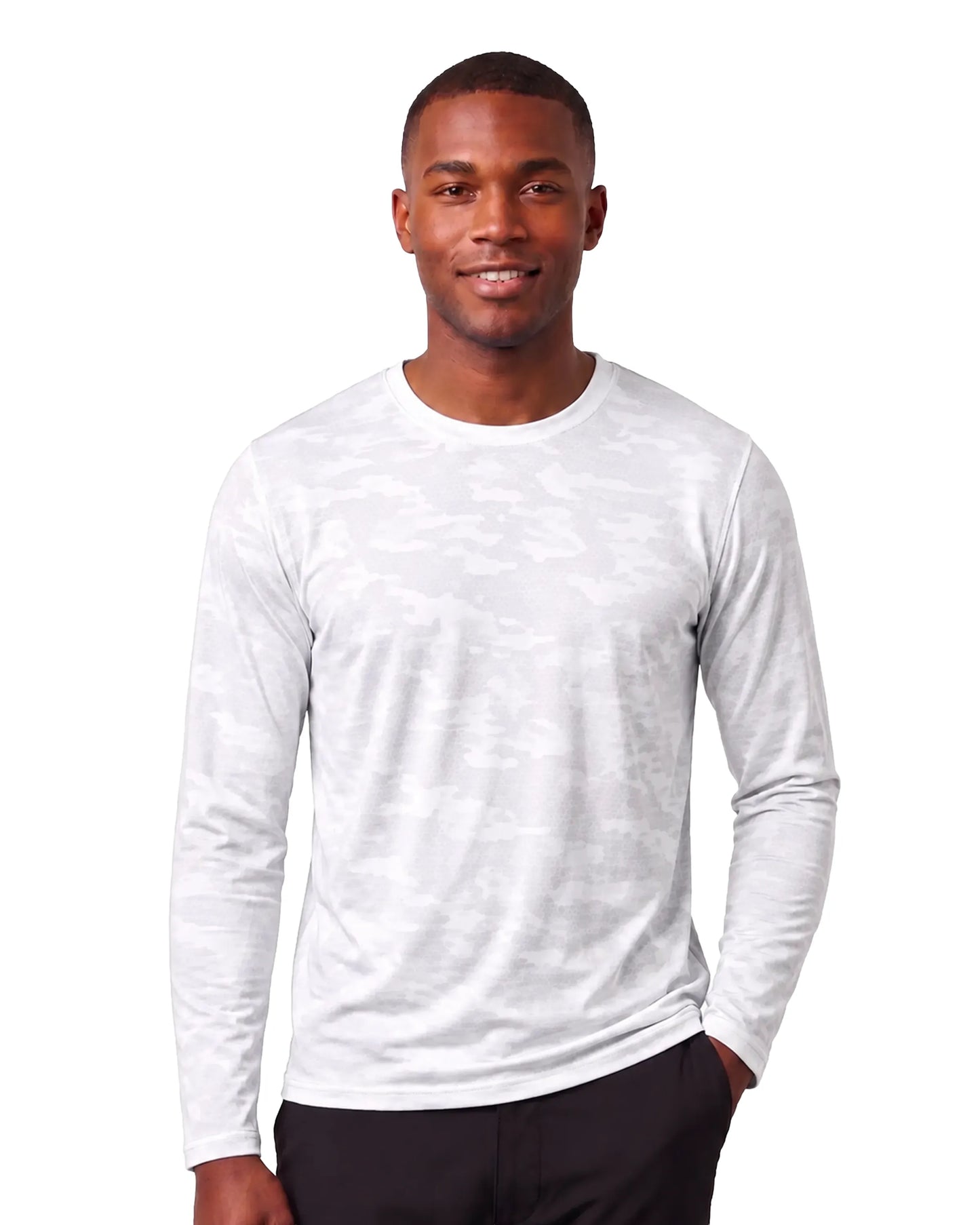 Hex Camo White | DiamondCool™ Performance Men's Long Sleeve T-Shirt