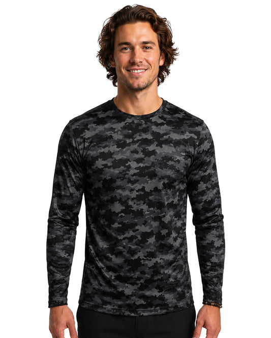 Woodland Camo Black | DiamondCool™ Performance Men's Long Sleeve T-Shirt
