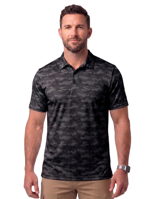 Woodland Camo Black DiamondCool men's cooling performance polo