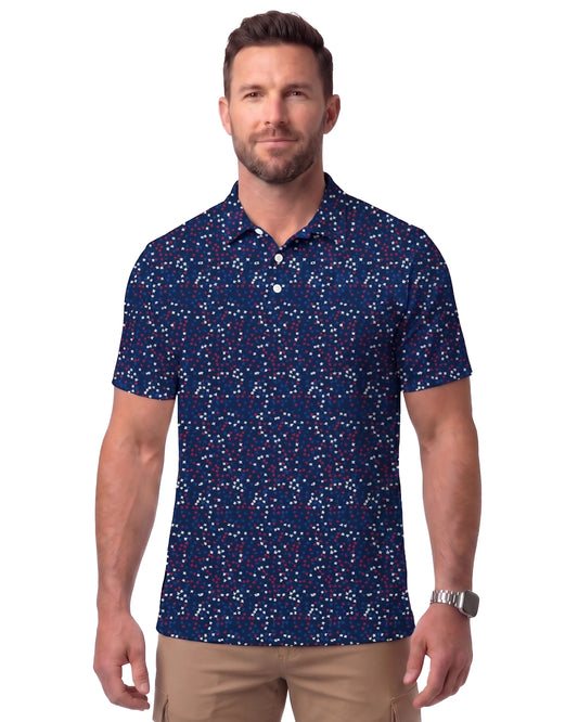 Tiny Stars Navy DiamondCool men's cooling performance polo